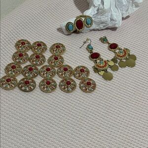 Elegant Gold and Red Jewelry Set